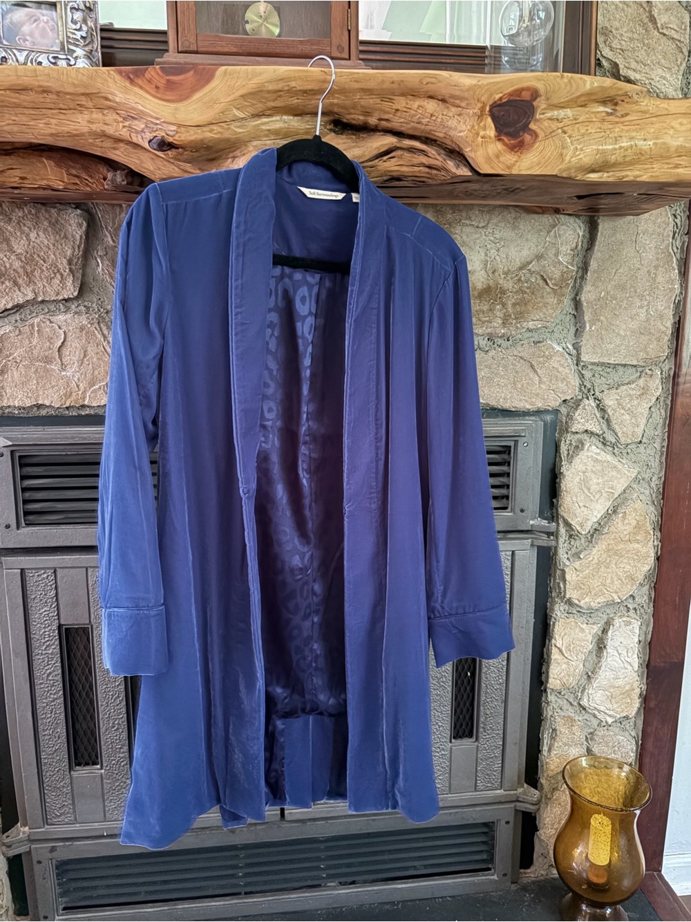 Soft Surroundings Blue Velvet Smoking Jacket